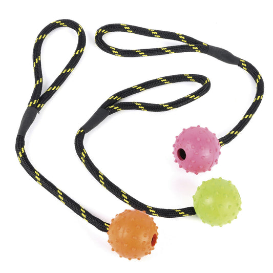 Tough Toys Rubber Pimpled Rope Ball 2.5 Inch