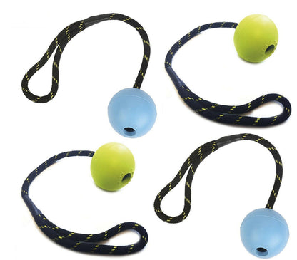 Tough Toys Jumbo Ball On Rope 3.25" Interactive Dog Toy Assorted Colours
