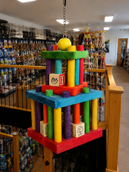 The Bird House Building Block Maze Coloured Wood Parrot Toy