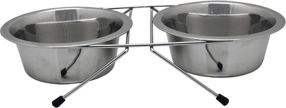 Pet Platter Stainless Steel Double Diner 16.5cm 6.5" Dishes