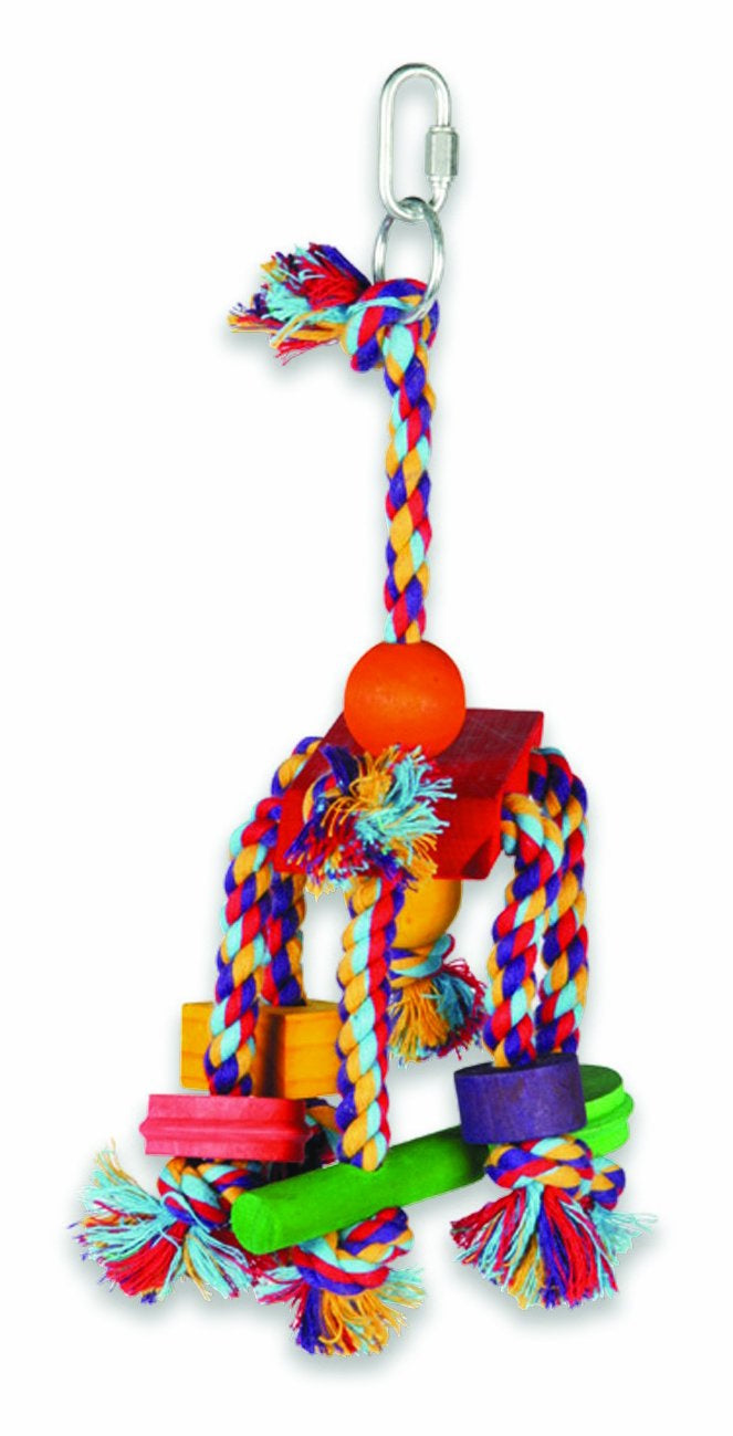 The Bird House Fiesta Wooden & Rope Bird Toy