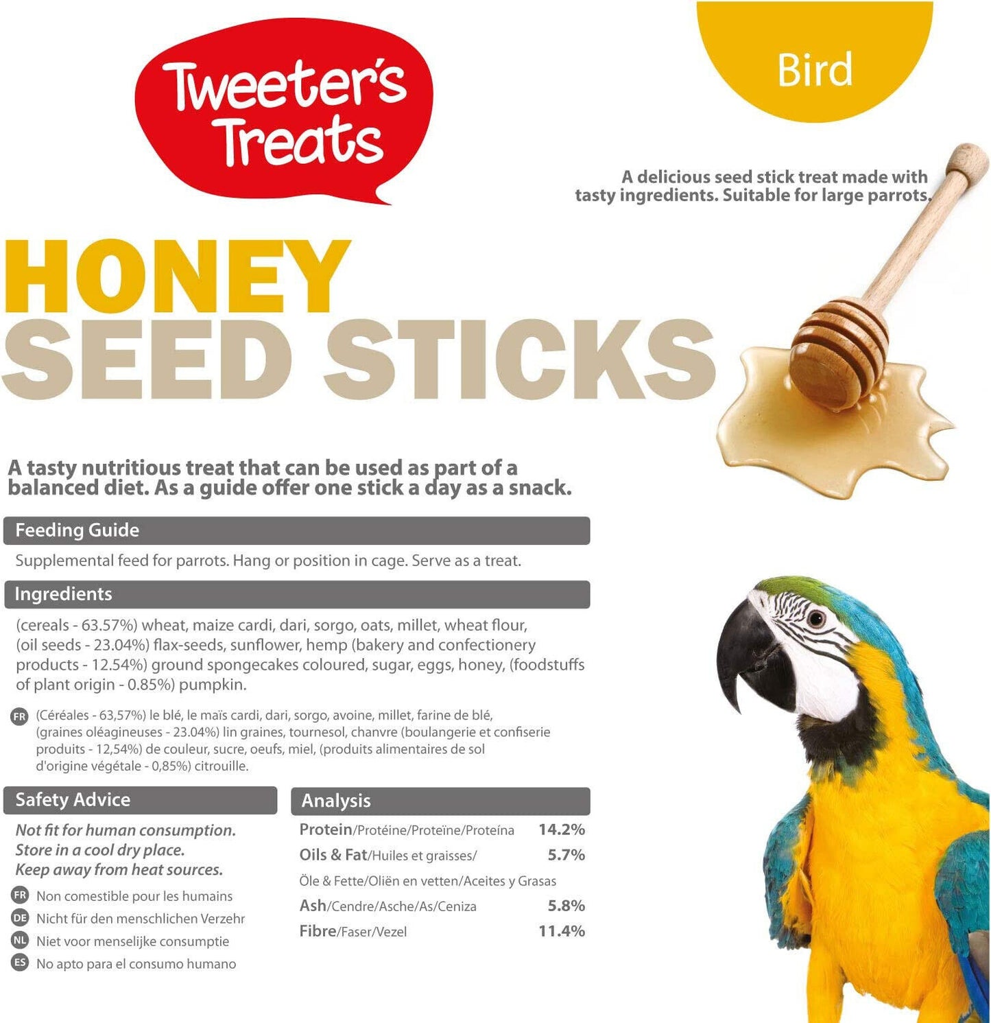 Tweeter's Parrot Seed Treat Sticks Honey 2 Sticks 100g