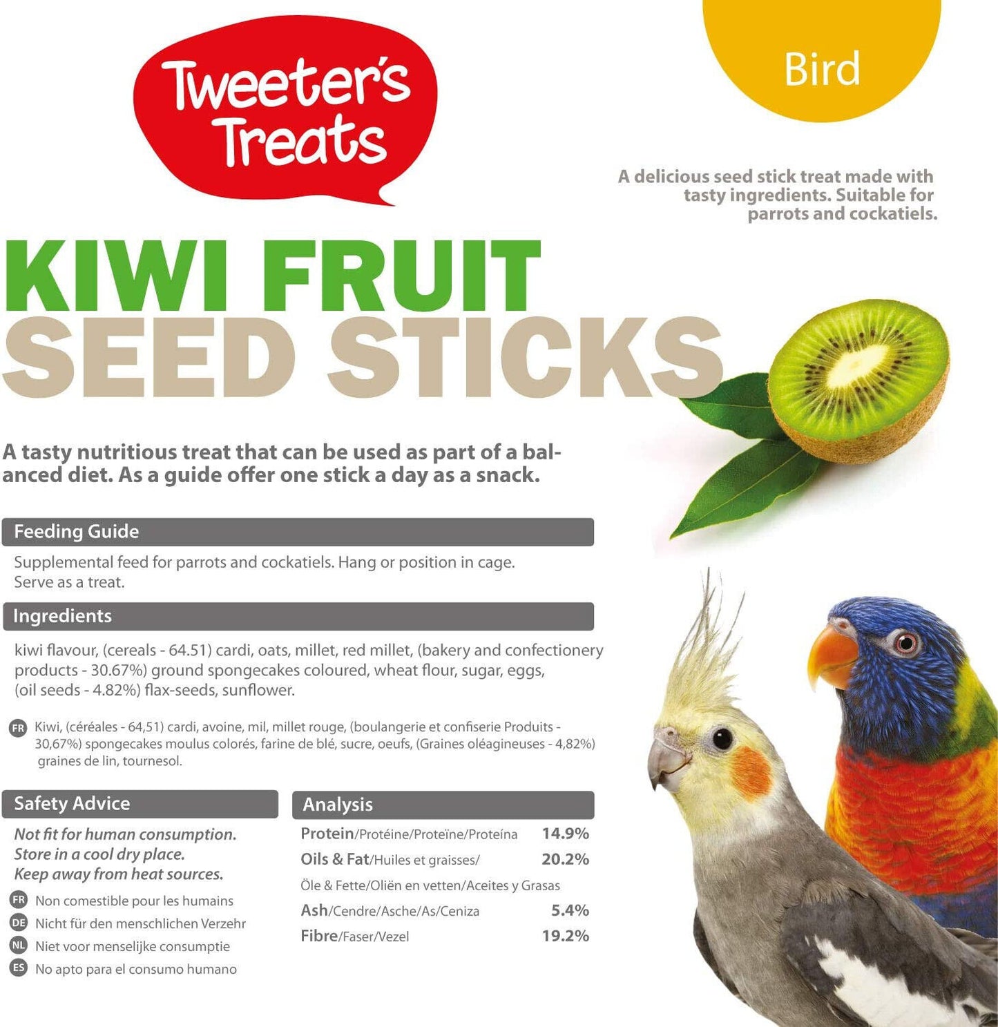 Tweeter's Parrot Seed Treat Sticks Kiwi Fruit 2 Sticks 100g