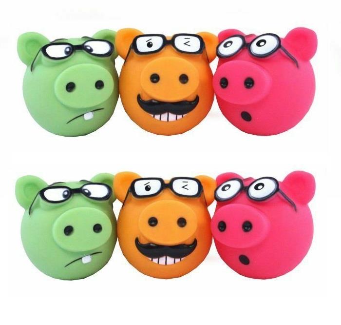 Happypet Squeaky Piggles Pig Faces Small Vinyl Dog Toys Assorted Colours