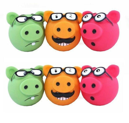 Happypet Squeaky Piggles Pig Faces Small Vinyl Dog Toys Assorted Colours