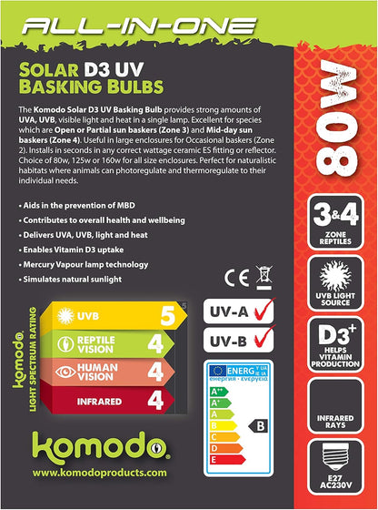 Komodo All In One Solar D3 Uv Basking Bulb 80w