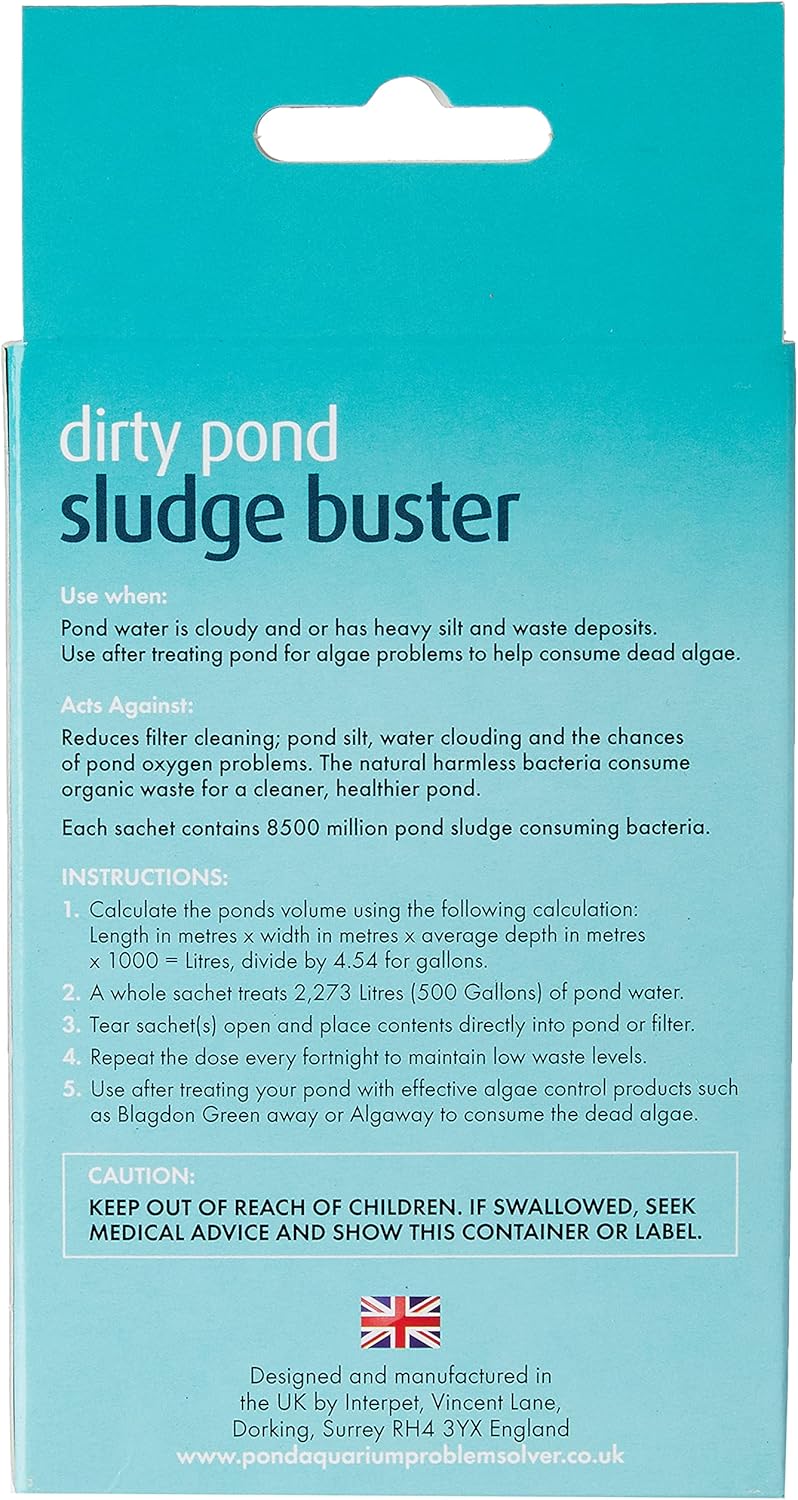 Blagdon Dirty Pond Sludge Buster Box Of 4 Sachets Treats 2000 Gallons