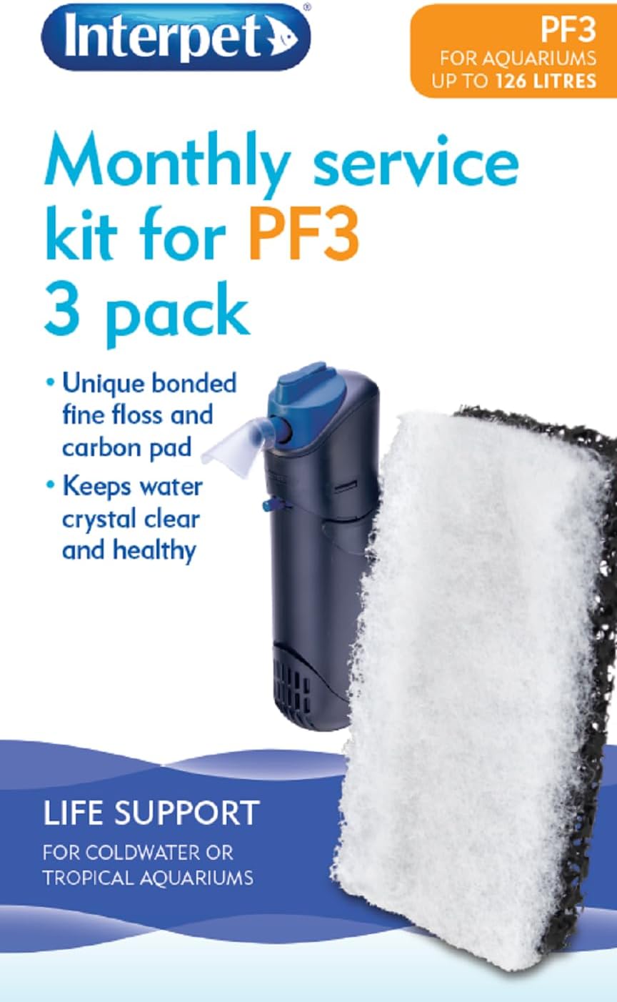 Interpet Pf 3 Service Kit Bonded Carbon & Sponge 3pcs