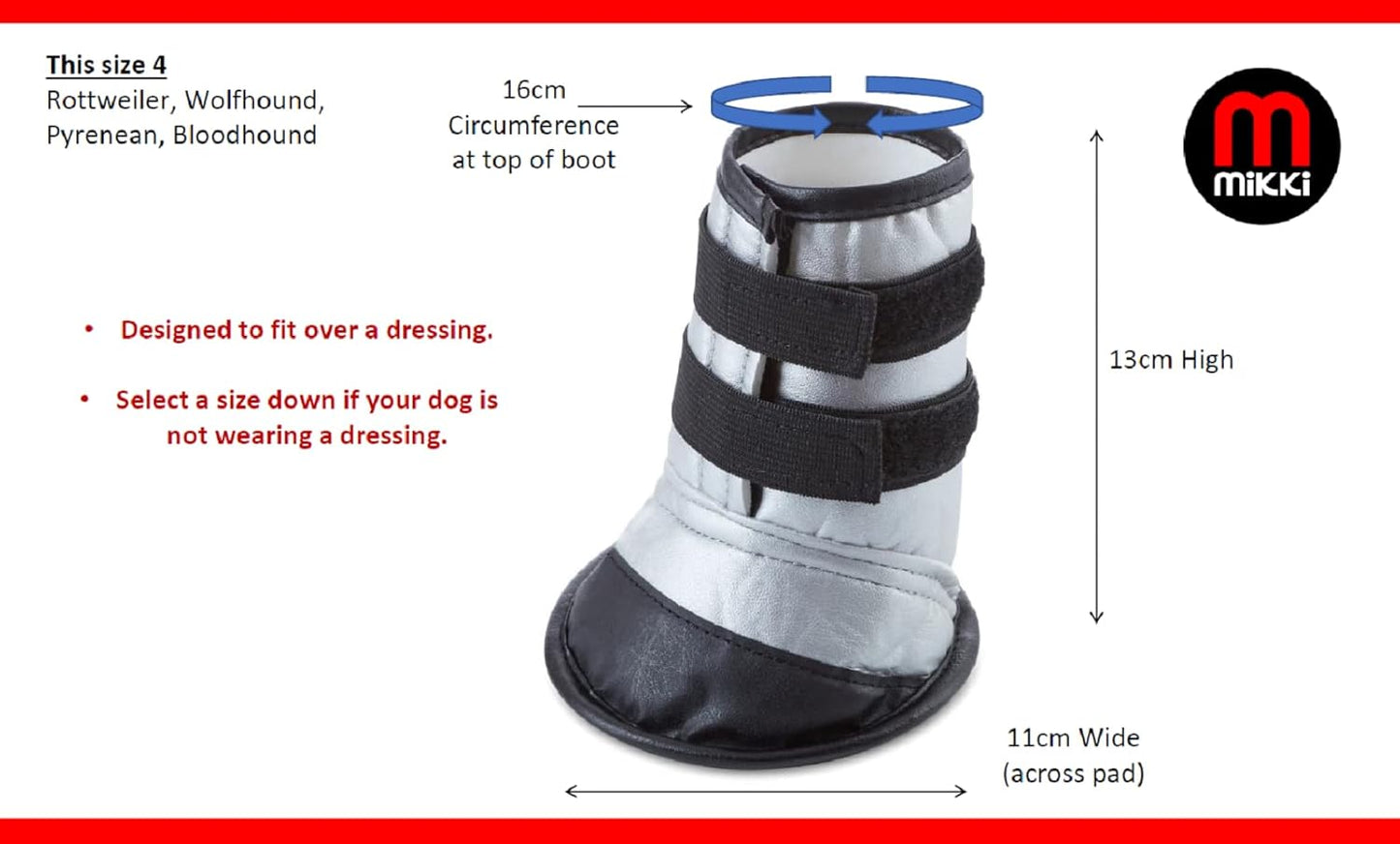 Mikki Dog Boot Size 4