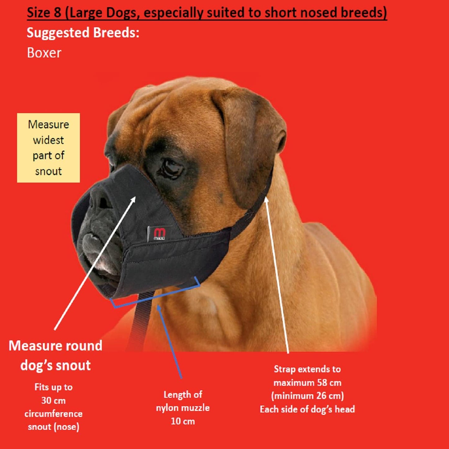 Mikki Nylon Muzzle Size 8 Boxer