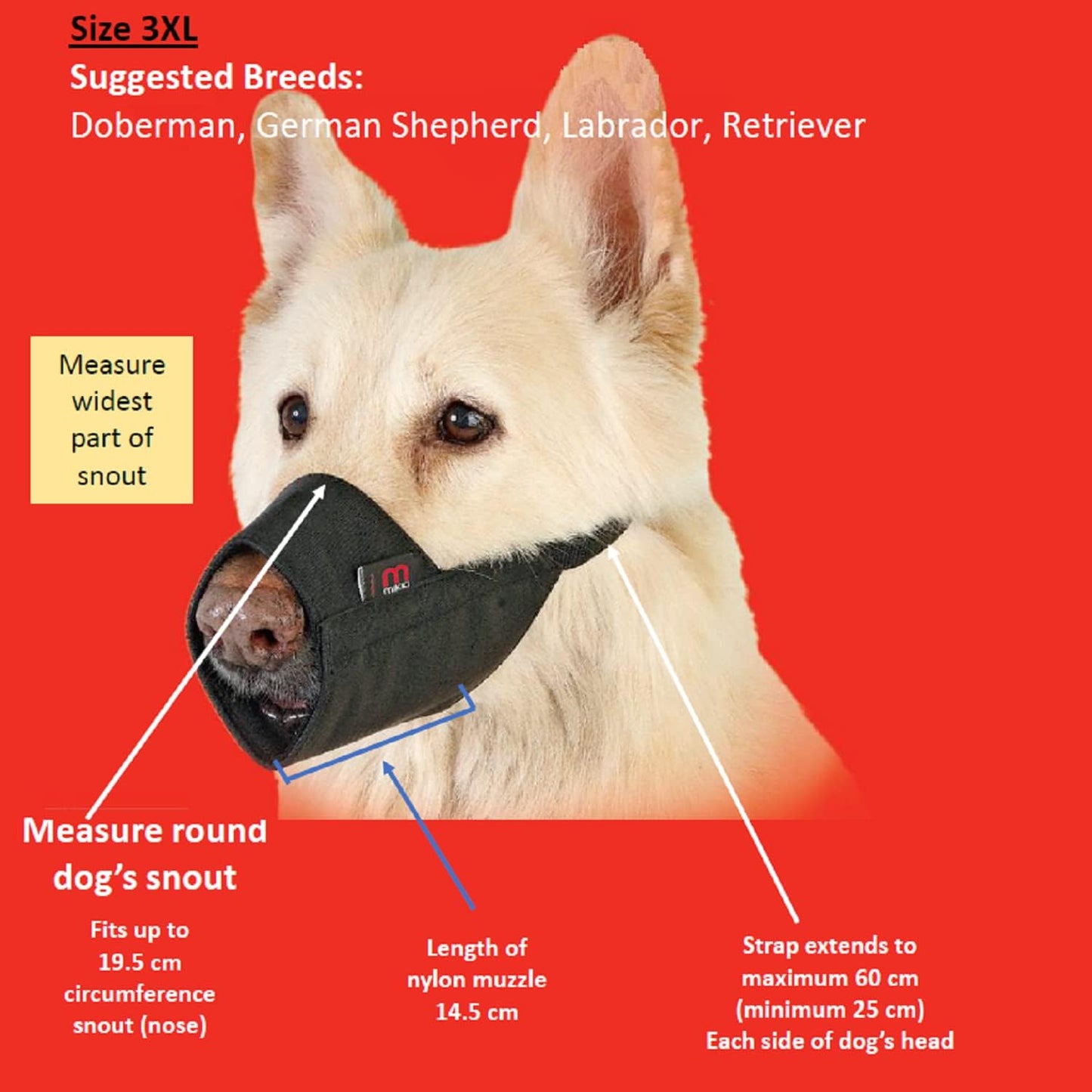 Mikki Nylon Muzzle Size 3XL