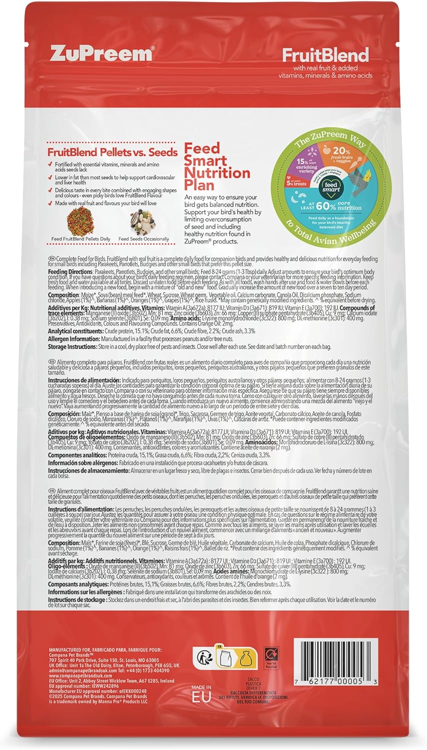 Zupreem FruitBlend Complete Budgie Food 1kg