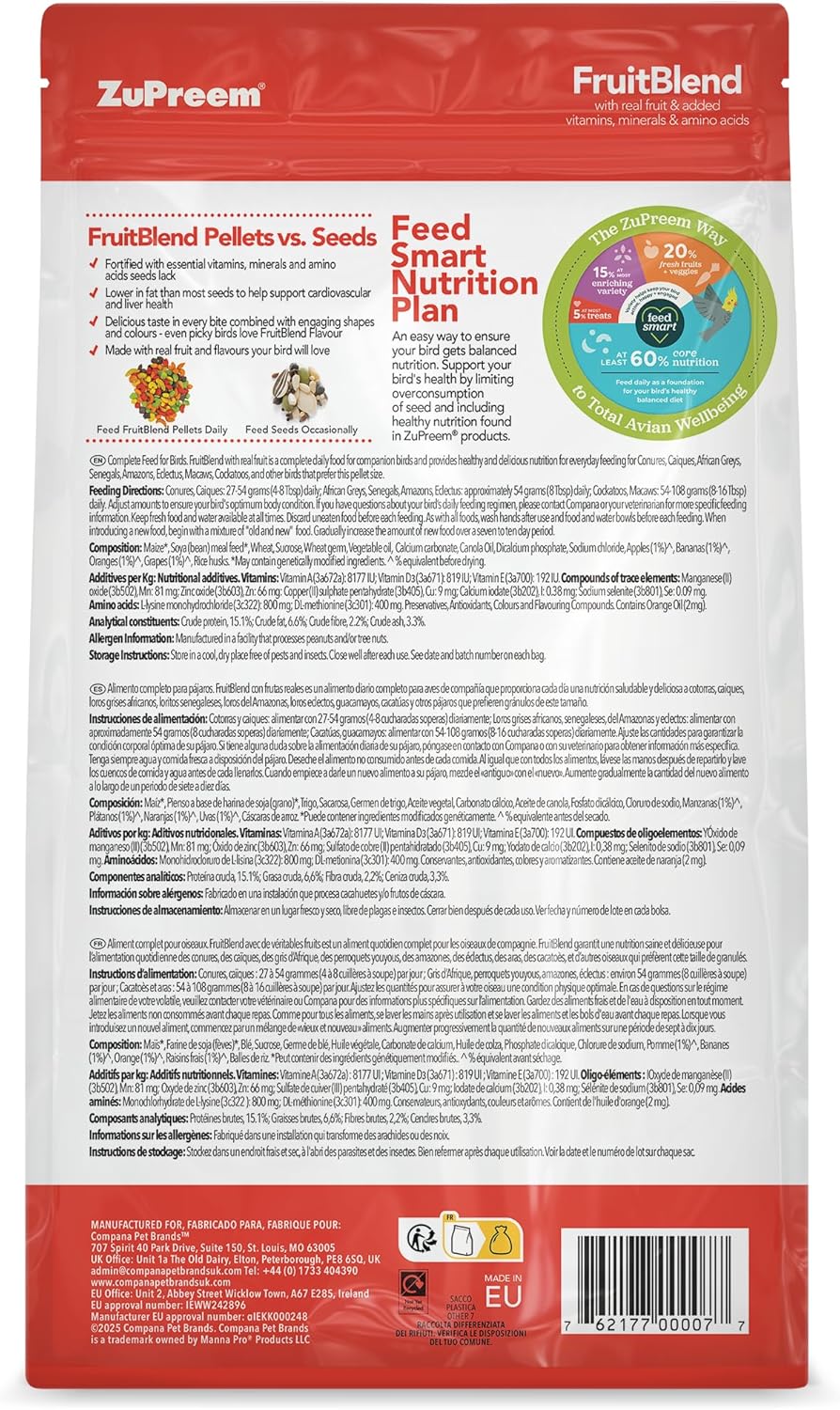 Zupreem FruitBlend Complete Parrot Food 1.5kg