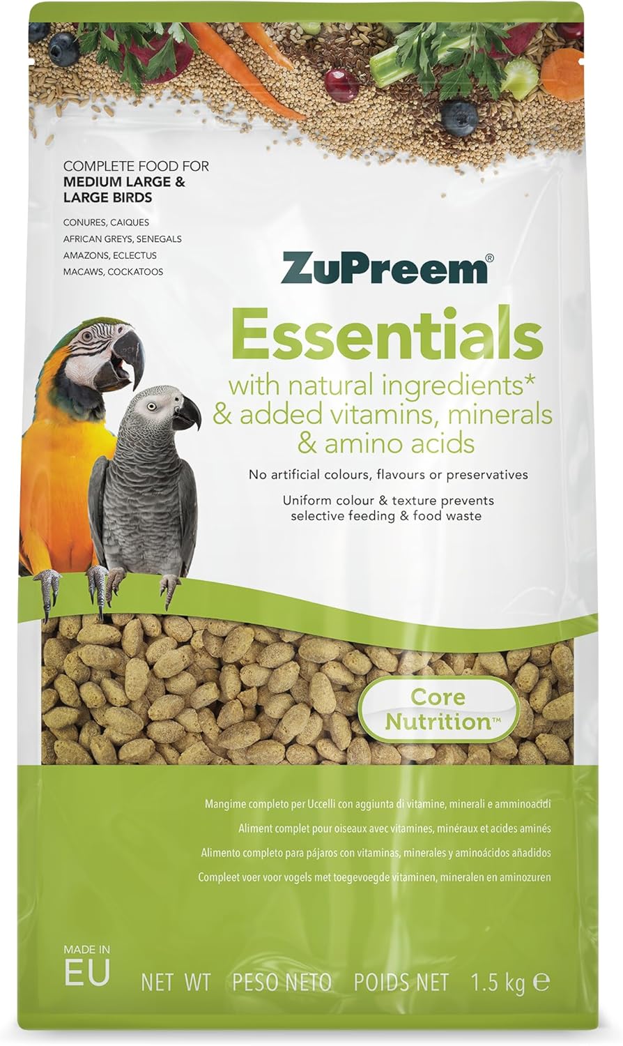 Zupreem Essentials Natural Complete Parrot Food 1.5kg