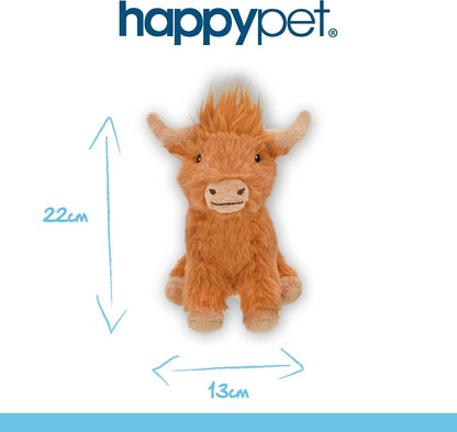 Happypet Highland Cow Brown Small Squeaky Dog Toy