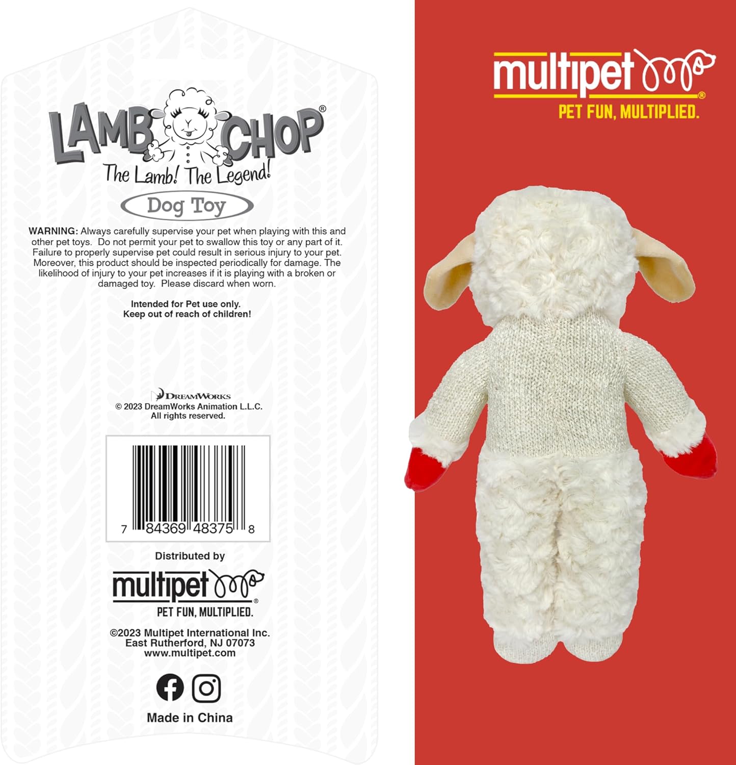Happypet Lamb Chop Soft Dog Toy Medium Standing