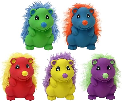 1x Happypet Squeaky Latex Fuzzy Hedghog Assorted Colours