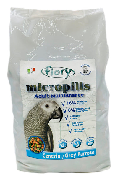 Fiory Micropills Adult African Grey Parrot Food 1.4kg – Complete Diet with Essential Minerals