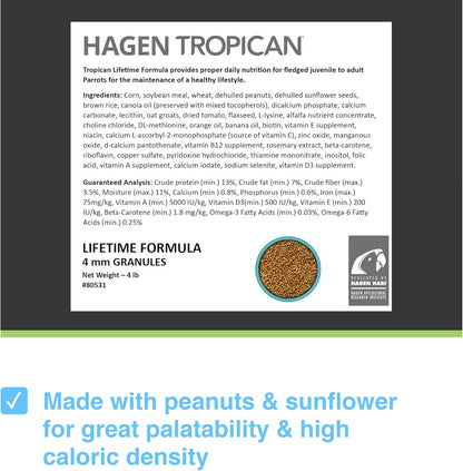 Hari Tropican Lifetime Parrot Granules 4mm 1.8kg