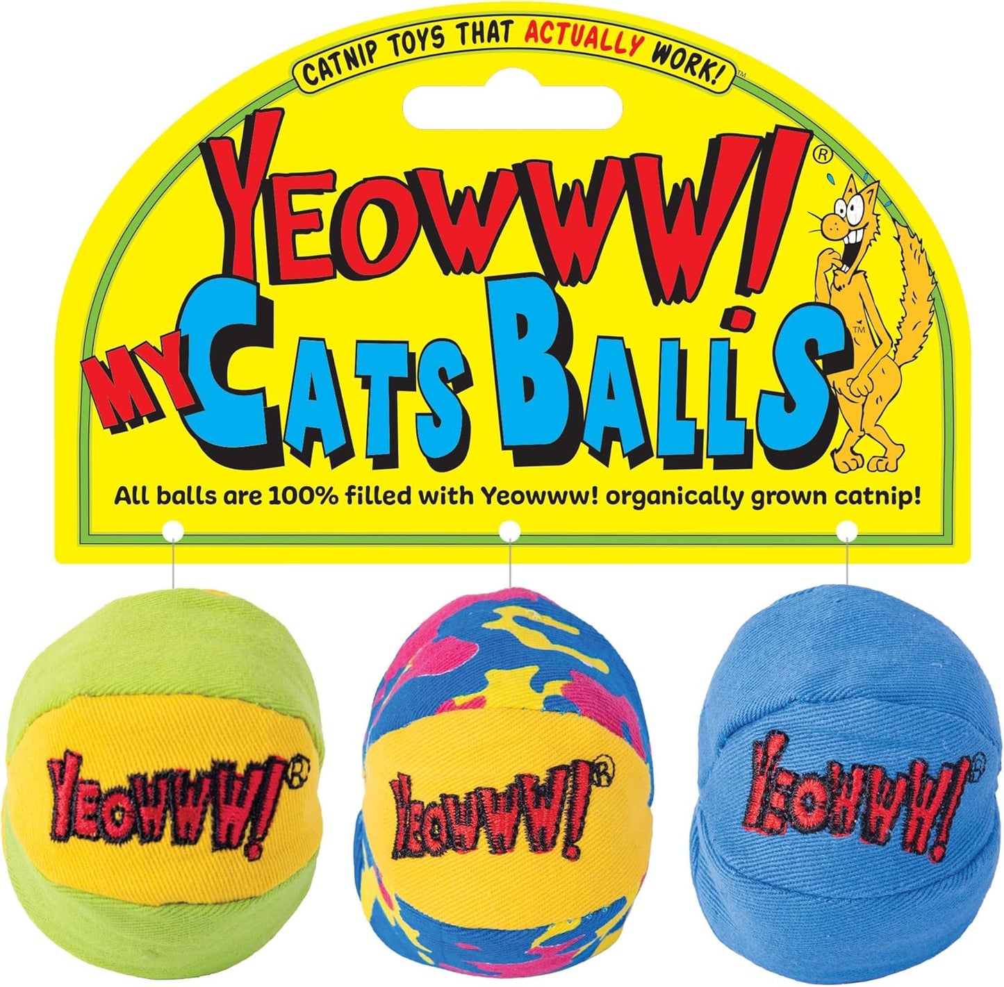 Yeowww! Catnip My 3 Cat Balls Cat Toy 3pcs