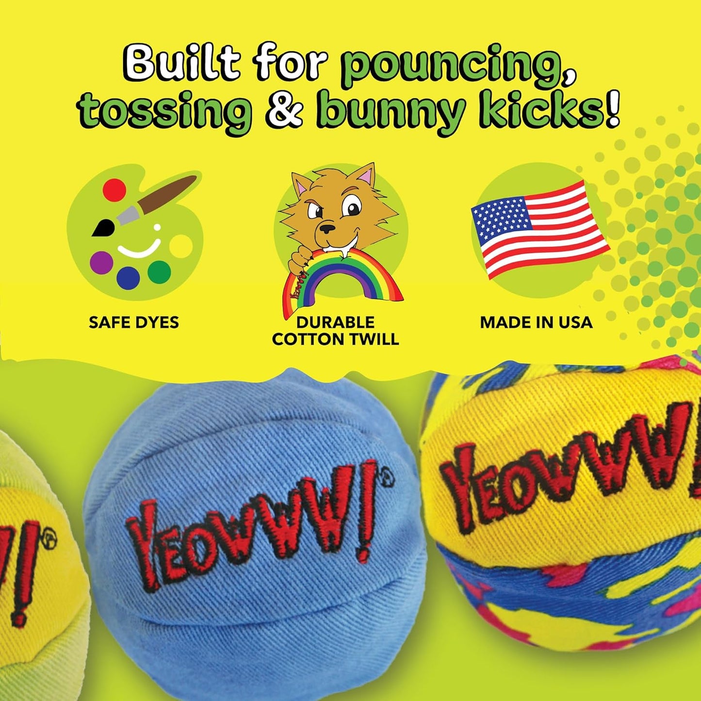 Yeowww! Catnip My 3 Cat Balls Cat Toy 3pcs