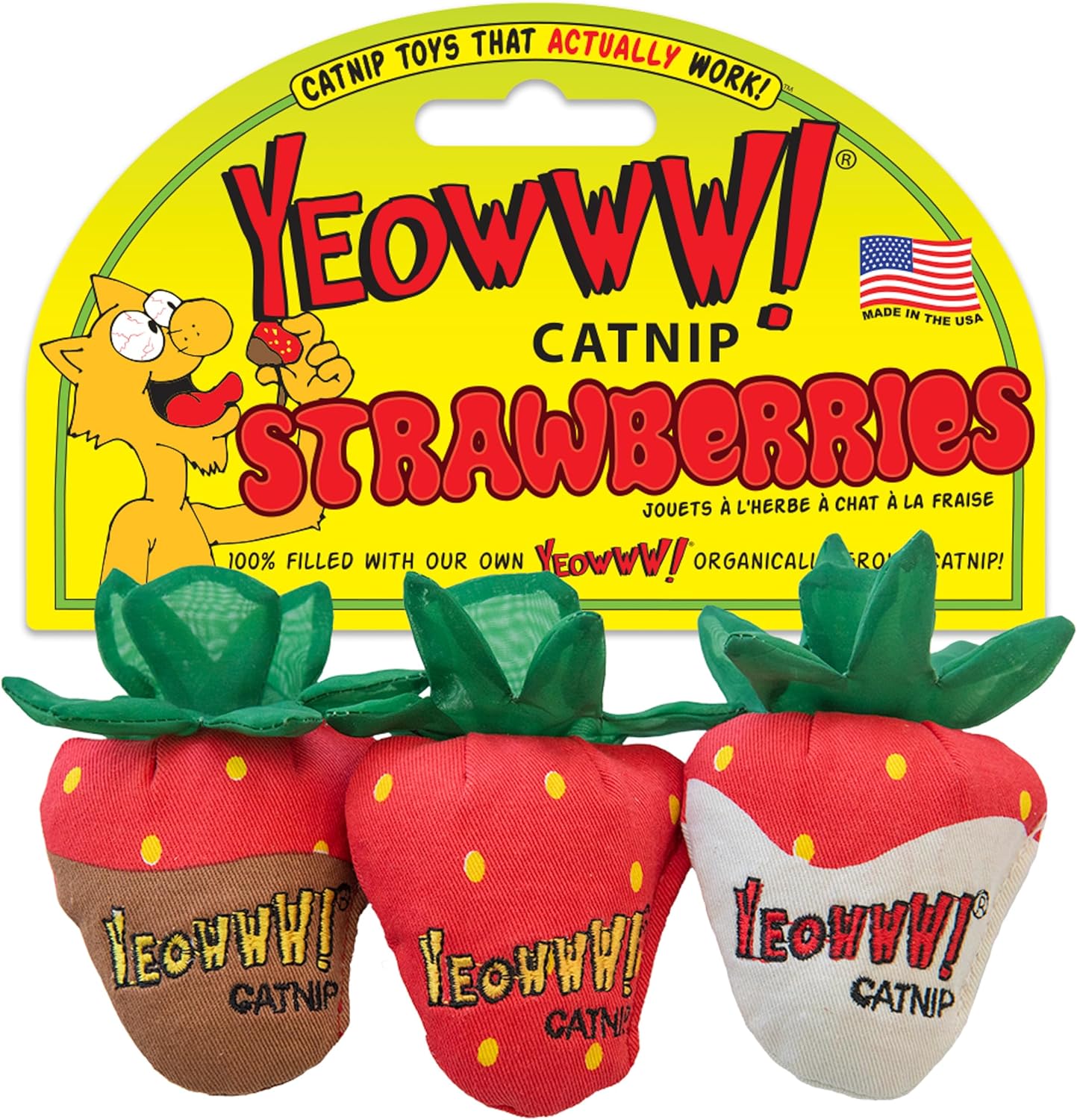 Yeowww! Catnip Strawberries Cat Toy 3pcs