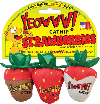 Yeowww! Catnip Strawberries Cat Toy 3pcs