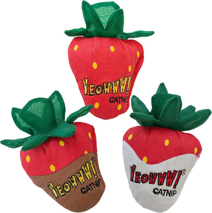 Yeowww! Catnip Strawberries Cat Toy 3pcs