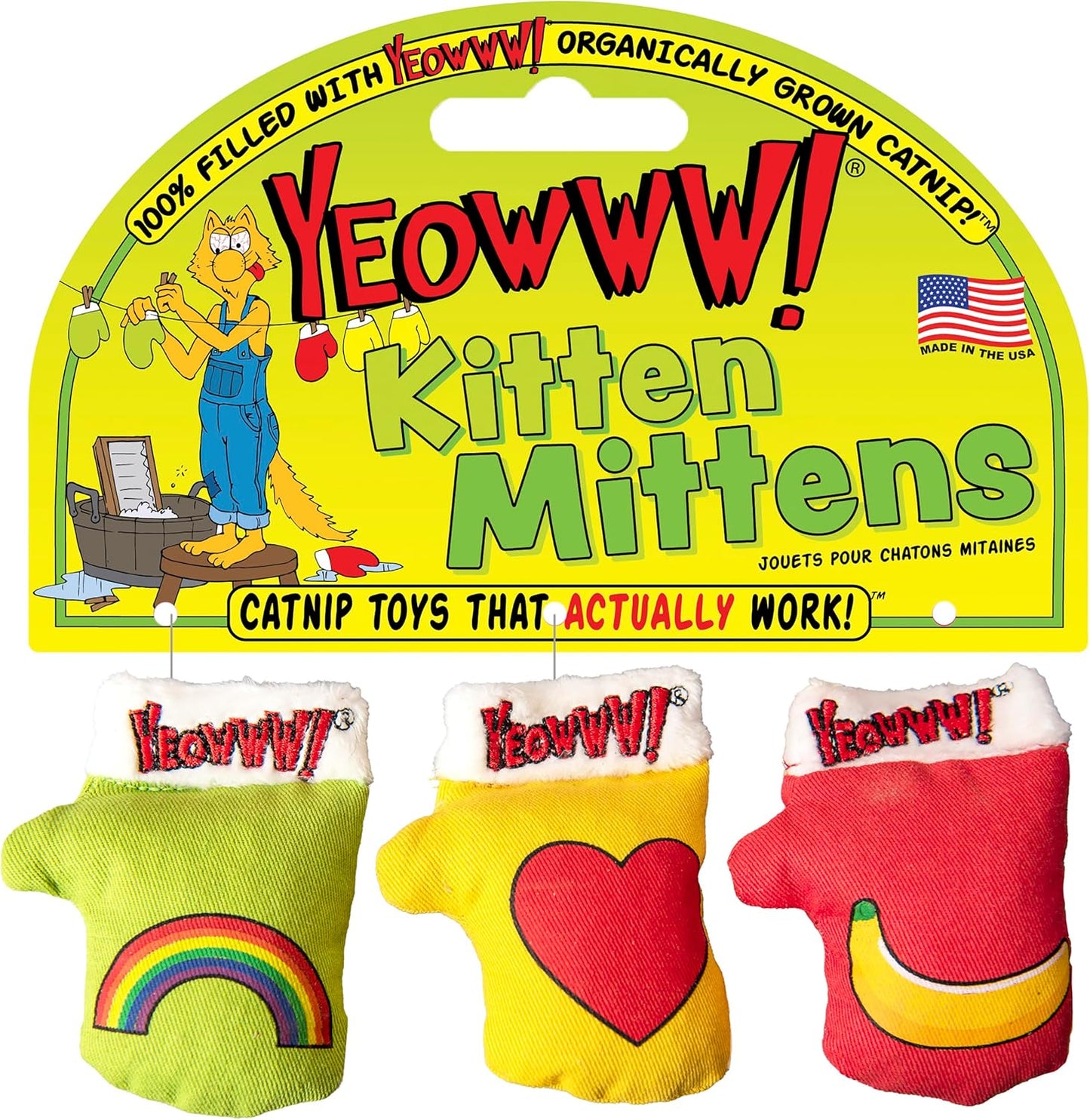 Yeowww! Catnip Kitten Mittens Cat Toy 3pcs