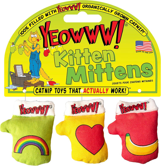 Yeowww! Catnip Kitten Mittens Cat Toy 3pcs