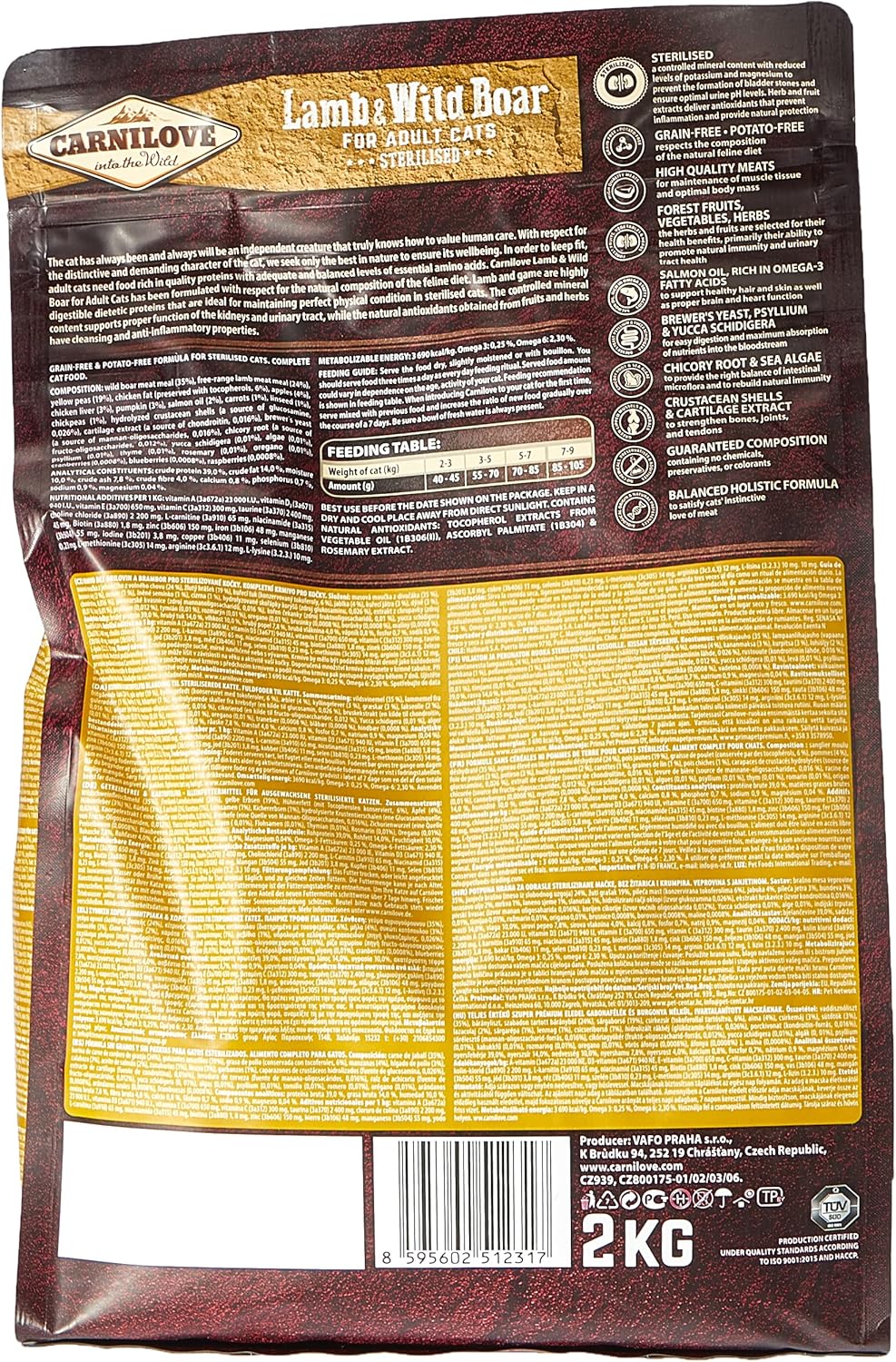 Carnilove Grain Free Lamb & Wild Boar Cat Food 2Kg