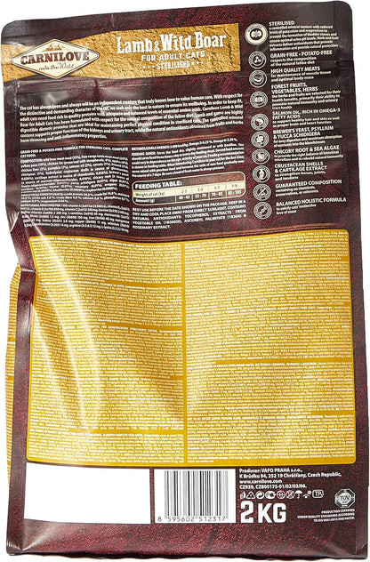 Carnilove Grain Free Lamb & Wild Boar Cat Food 2Kg