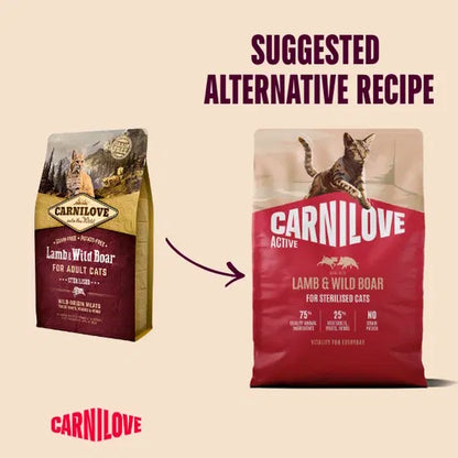 Carnilove Grain Free Lamb & Wild Boar Cat Food 2Kg