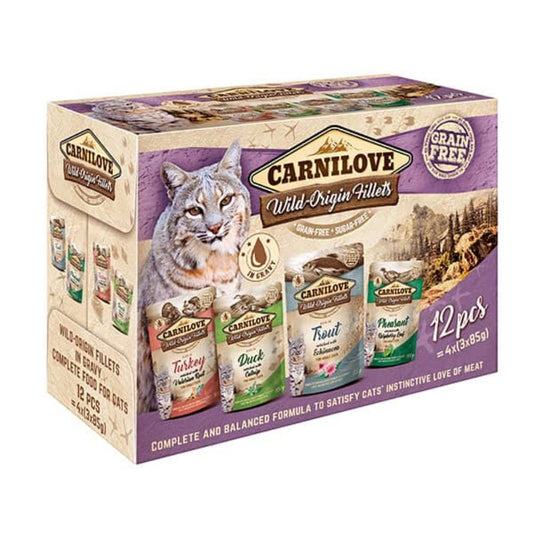Carnilove Wild Origin Fillets Mixed Adult Cat Pouches 12 X 85g