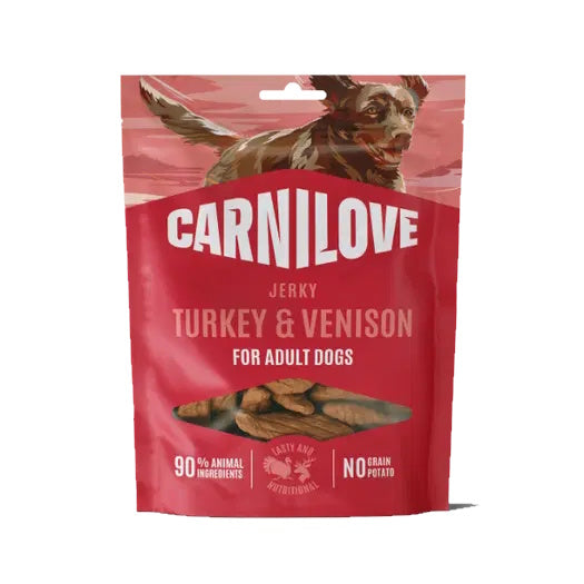Carnilove Grain Free Jerky Turkey & Venison For Adult Dogs 100g