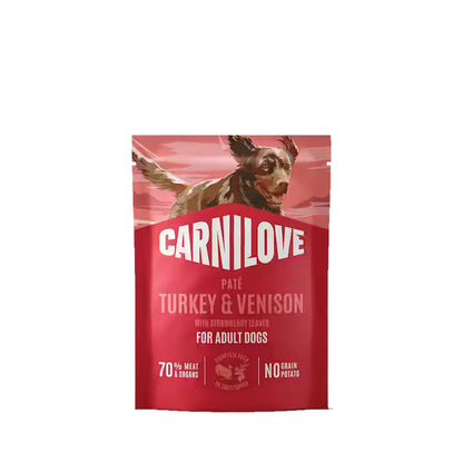 Carnilove Dog Pouch Turkey, Venison & Strawberry Leaves 300g