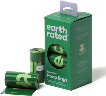 Earth Rated Lavender Scented Poo Bags 120 Pack (8x15 Pack)