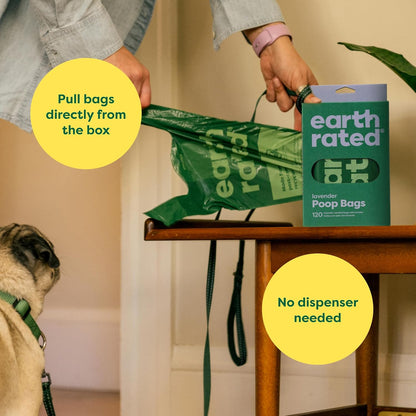 Earth Rated Lavender Scented Poop Bags With Tie Handles 120 Pack