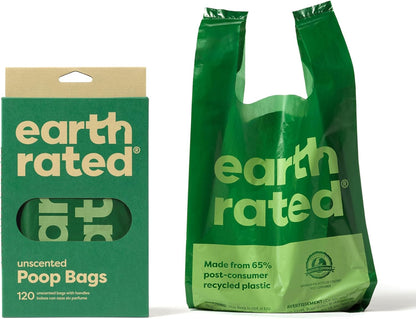 Earth Rated Unscented Poop Bags With Tie Handles 120 Pack