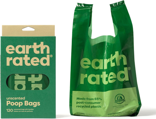 Earth Rated Unscented Poop Bags With Tie Handles 120 Pack