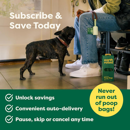 Earth Rated Lavender Scented Poo Bags Refill Rolls 315 Pack (21x15 Pack)