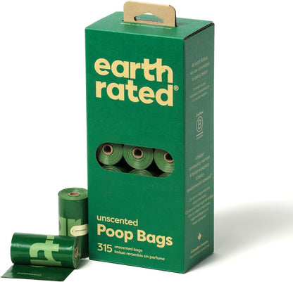 Earth Rated Unscented Poo Bags Refill Rolls 315 Pack (21x15 Pack)