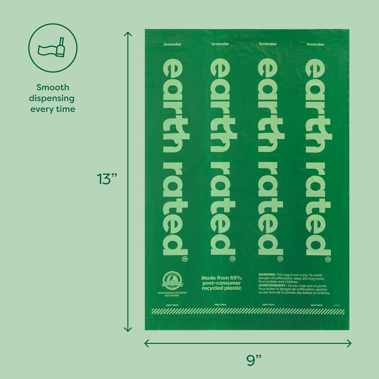 Earth Rated Poop Bag Dispenser With 15 Bags Unscented