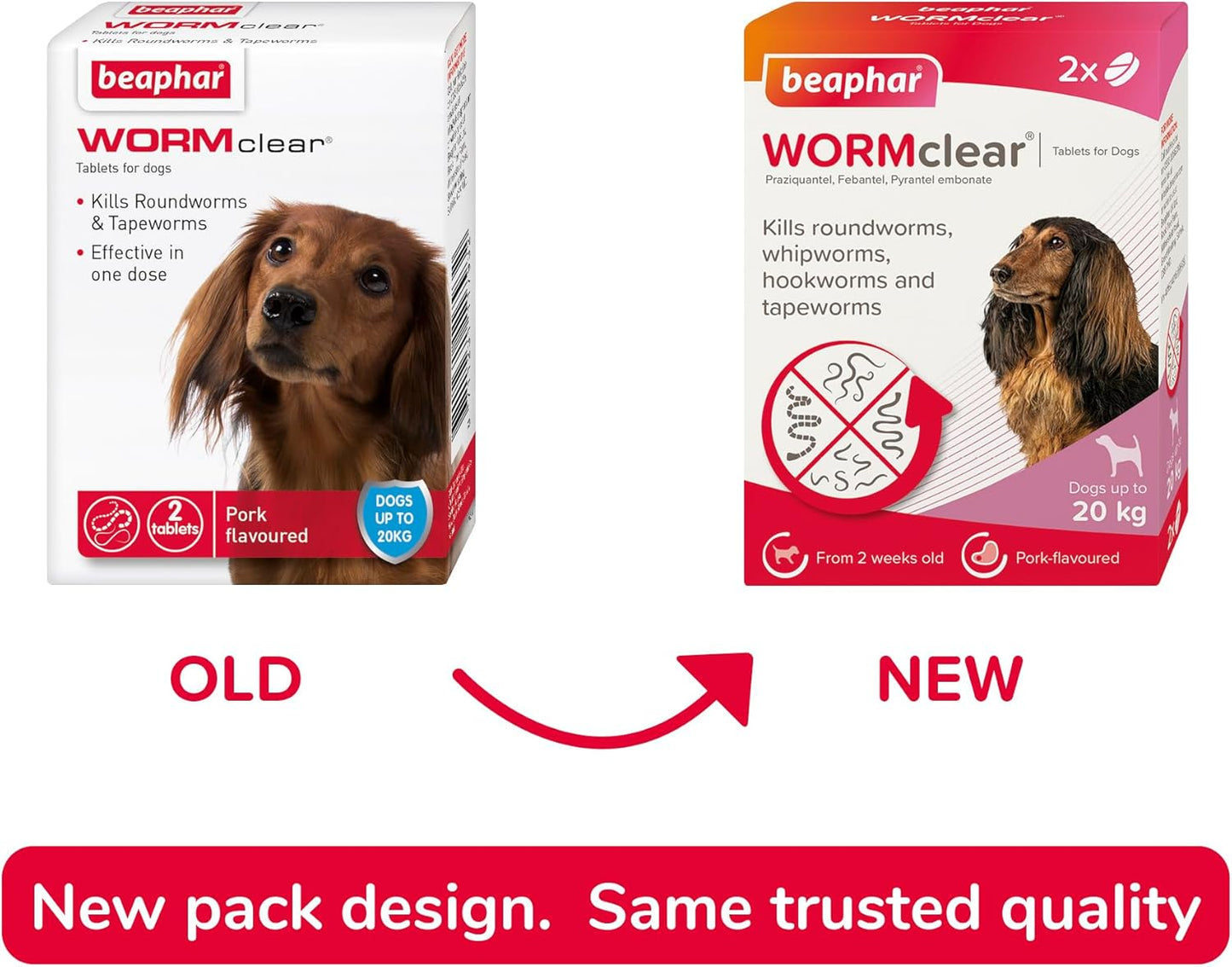 Beaphar WORMclear Dog Worming Tablets 2 Pack (Up to 20kg) All-in-One Worm Treatment for Small & Medium Dogs