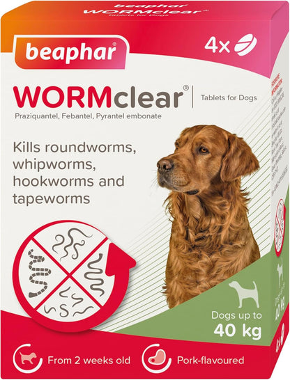 Beaphar Wormclear Dogs Up To 40kg 4 Tablets