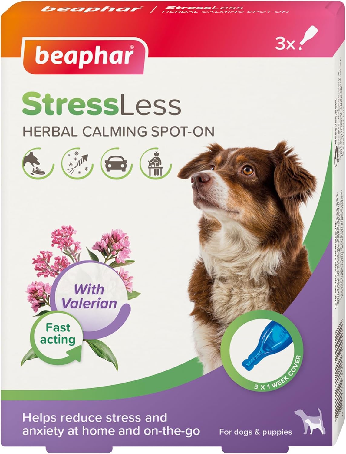 Beaphar Stressless Herbal Calming Spot-On For Dogs & Puppies 3 Weeks C ...