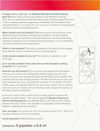 Beaphar Cat Calming Spot On 3 Weeks Cover