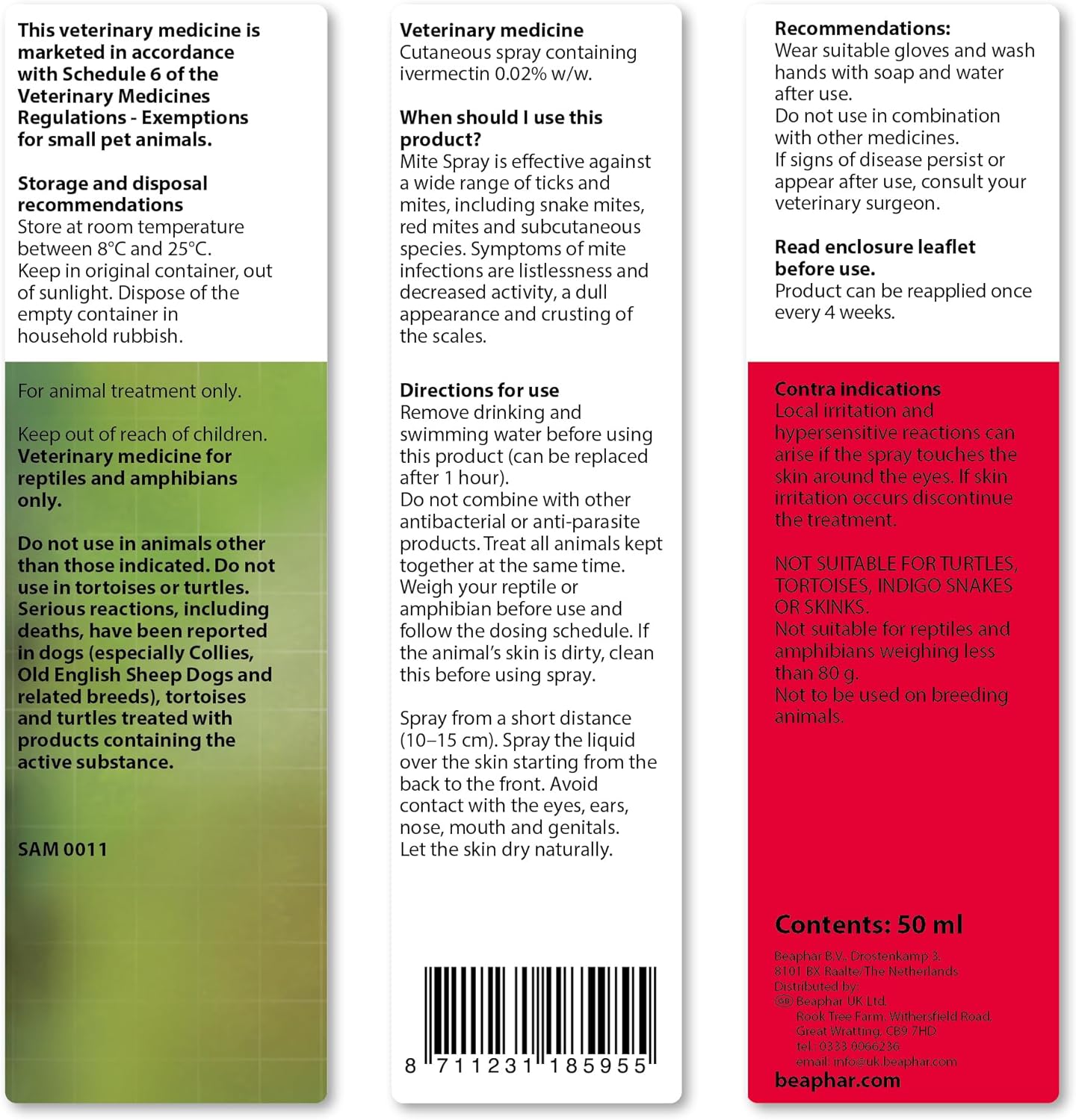 Beaphar Reptile Mite Spray 50ml