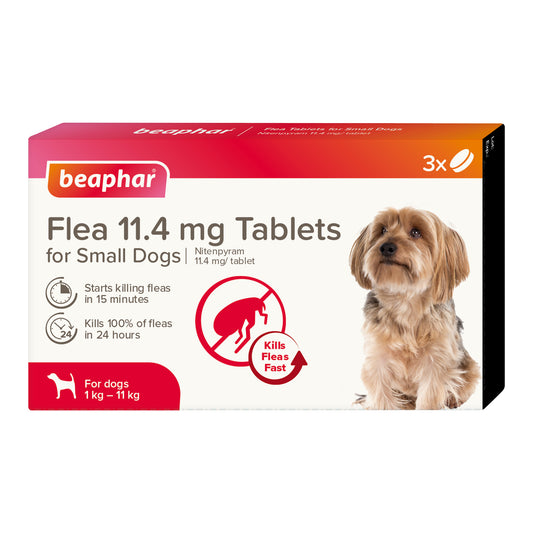 Beaphar Flea 11.4mg Tablets For Small Dogs 3 Tablets,  Fast Acting Kills Fleas Within 24hours