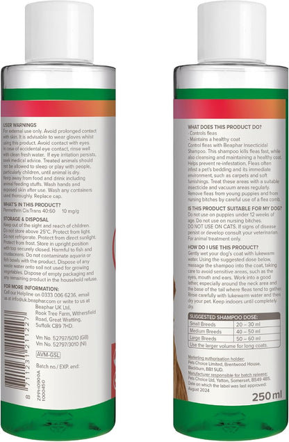 Beaphar Insecticidal Dog Shampoo Kills Fleas Fast 250ml